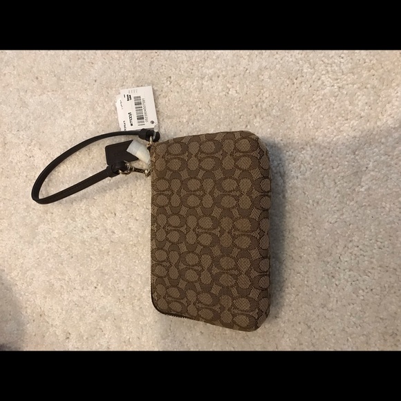 NWT COACH Signature Canvas Double Zip Wristlet - Picture 2 of 3